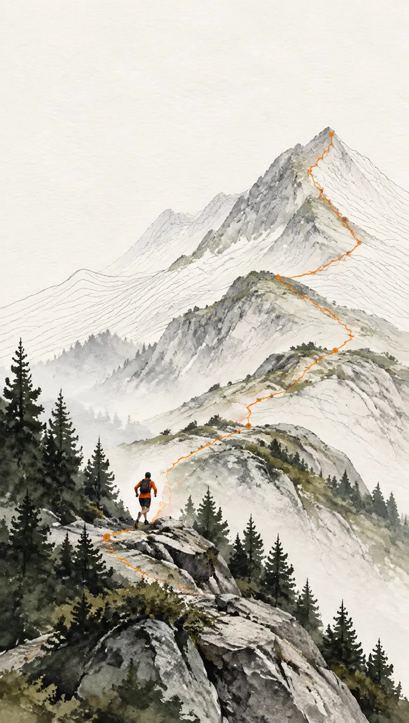 Watercolour alpine artwork for the first book in the planned series